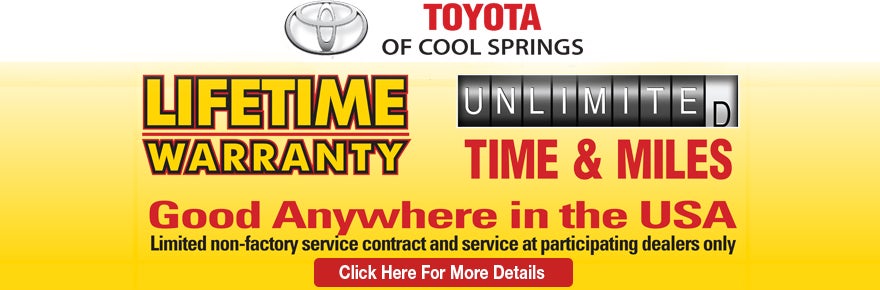 Toyota of Cool Springs Offers A Lifetime Warranty On All New Toyotas